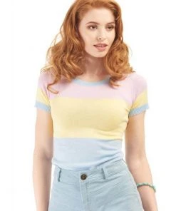 Bright & Beautiful Sydney Striped 70's Jumper Pastel Colours