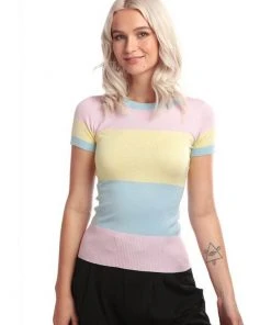 Bright & Beautiful Sydney Striped 70's Jumper Pastel Colours
