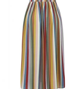 Bright & Beautiful Maria Deckchair Stripe Rainbow Midi 60's Skirt Multi New In
