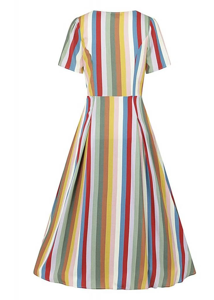 Bright & Beautiful Daisy Deckchair Stripe Rainbow 60's Dress Multi New In