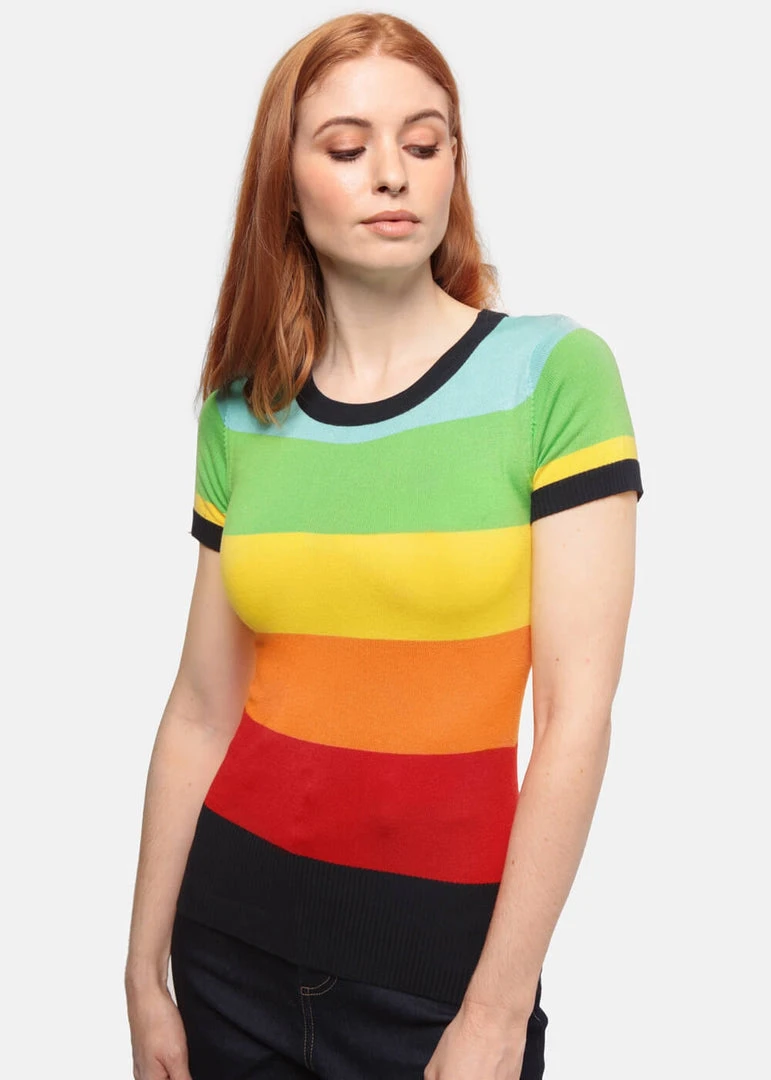 New In Bright & Beautiful Sydney Rainbow 70's Jumper In Multi