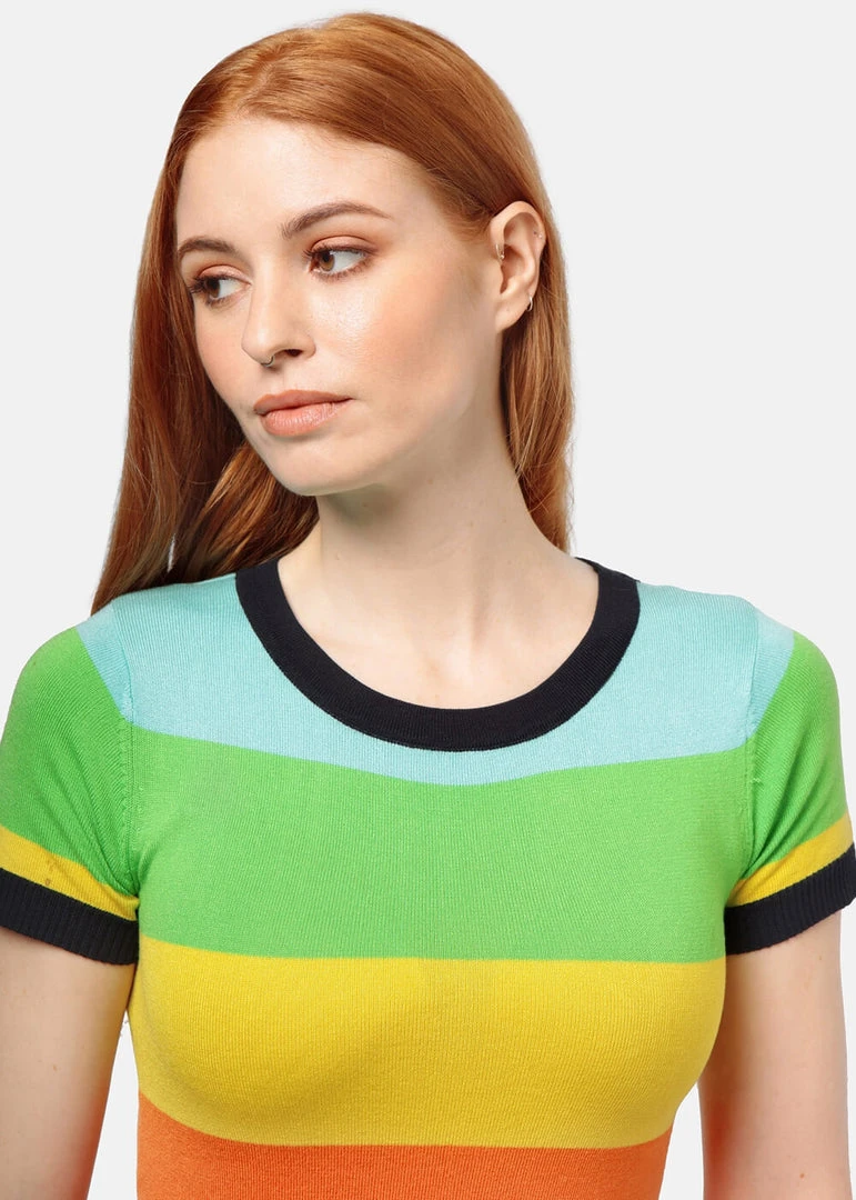 New In Bright & Beautiful Sydney Rainbow 70's Jumper In Multi