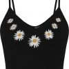 Bright & Beautiful Fay Daisy Knitted 70's Top Black New In
