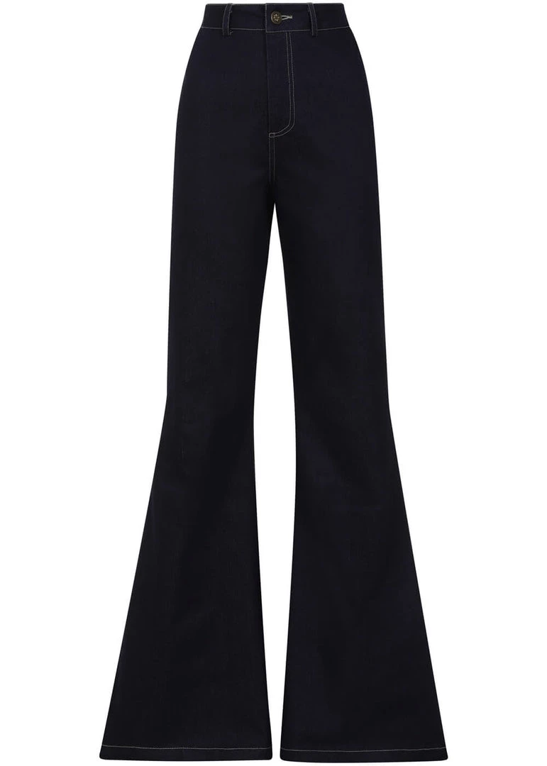 Bright & Beautiful Donna Rainbow Dreamer 70's Flared Jeans Denim Blue New In