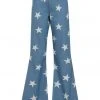 Bright & Beautiful Donna Acid Star 70's Flared Jeans Denim Blue