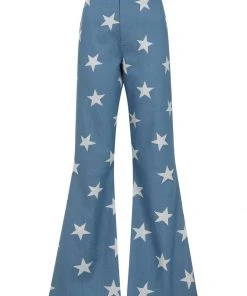 Bright & Beautiful Donna Acid Star 70's Flared Jeans Denim Blue