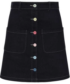 New In Bright & Beautiful Annie Rainbow Dreamer 60's A-Line Skirt Denim