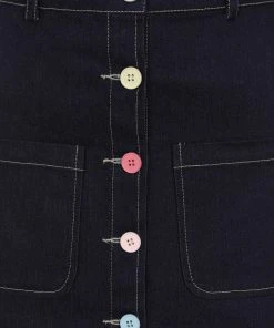 New In Bright & Beautiful Annie Rainbow Dreamer 60's A-Line Skirt Denim