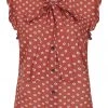 Bright & Beautiful Penny Doughnut Polka 70's Blouse Red New In