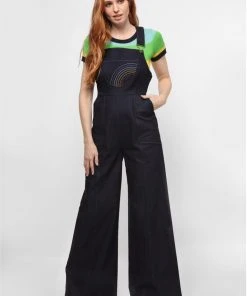 Bright & Beautiful Emma Rainbow Dreamer 60's Dungarees Denim Blue New In
