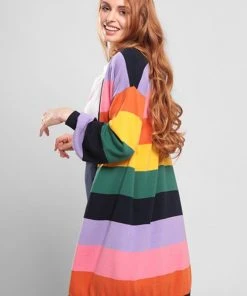 New In Bright & Beautiful Charlotte 70's Rainbow Cardigan In Multi