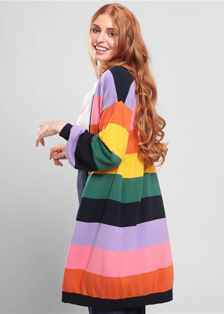 New In Bright & Beautiful Charlotte 70's Rainbow Cardigan In Multi