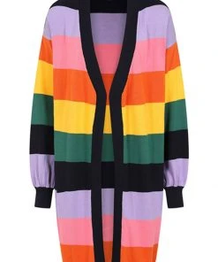 New In Bright & Beautiful Charlotte 70's Rainbow Cardigan In Multi