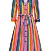 Bright & Beautiful Lauren Rainbow Wishes Stripe 50's Dress Multi