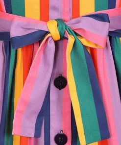Bright & Beautiful Lauren Rainbow Wishes Stripe 50's Dress Multi