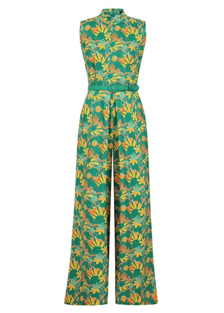 New In Bright & Beautiful Maggie Holiday 70's Trip Jumpsuit Multi