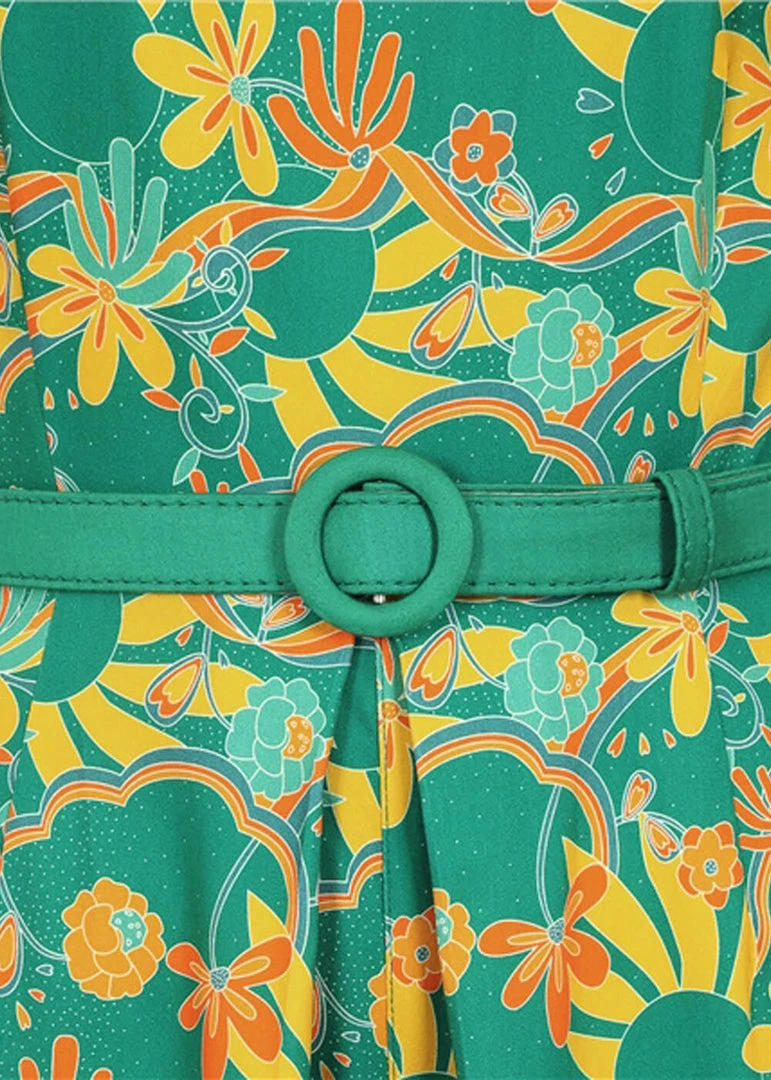 New In Bright & Beautiful Maggie Holiday 70's Trip Jumpsuit Multi