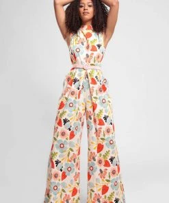 New In Bright & Beautiful Maggie Songbird 70's Jumpsuit In Multi