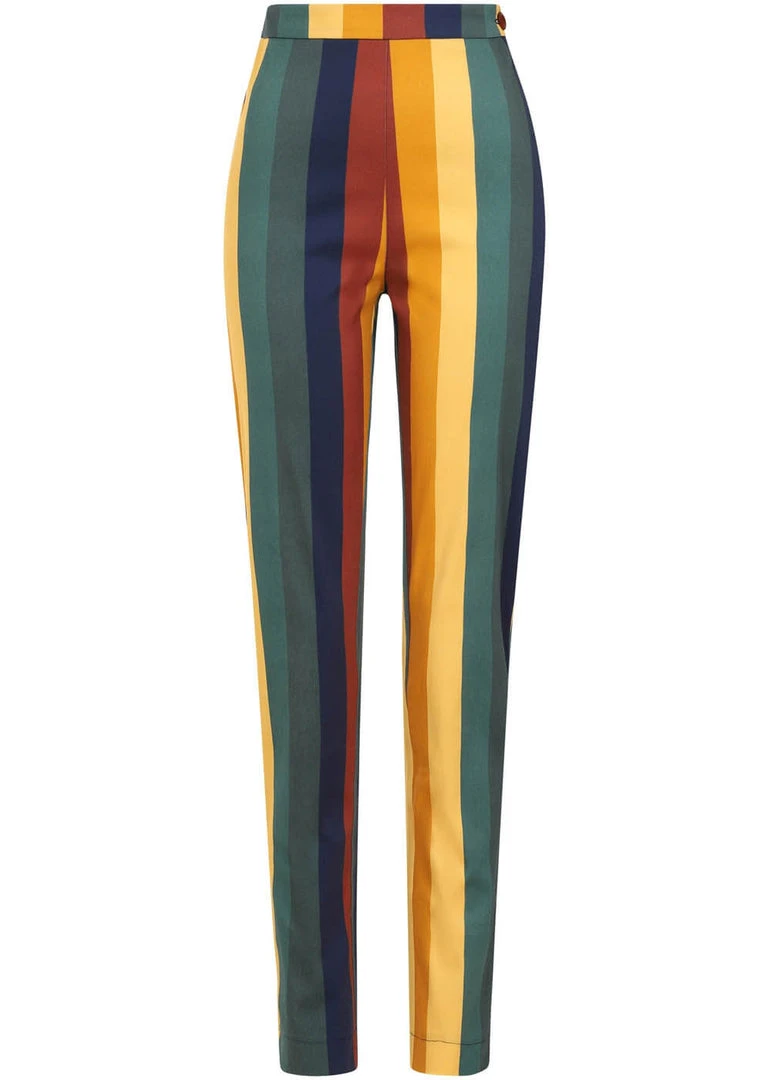 Bright & Beautiful Penny Primary Stripe 70's Trousers Multi