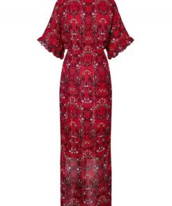 New In Bright & Beautiful Yana Floral Maxi Dress Red