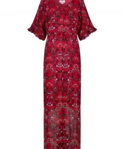 New In Bright & Beautiful Yana Floral Maxi Dress Red