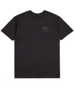 New In Brixton Mens Wheeler Ll SS Washed T-Shirt Black Blue