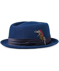 Brixton Stout Pork Pie Hat Moonlit Ocean Blue New In