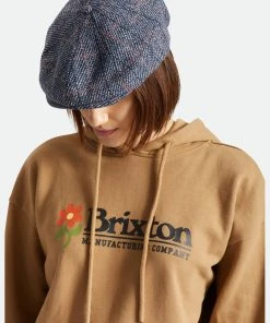 New In Brixton Brood Snap Cap Navy Phoenix Orange