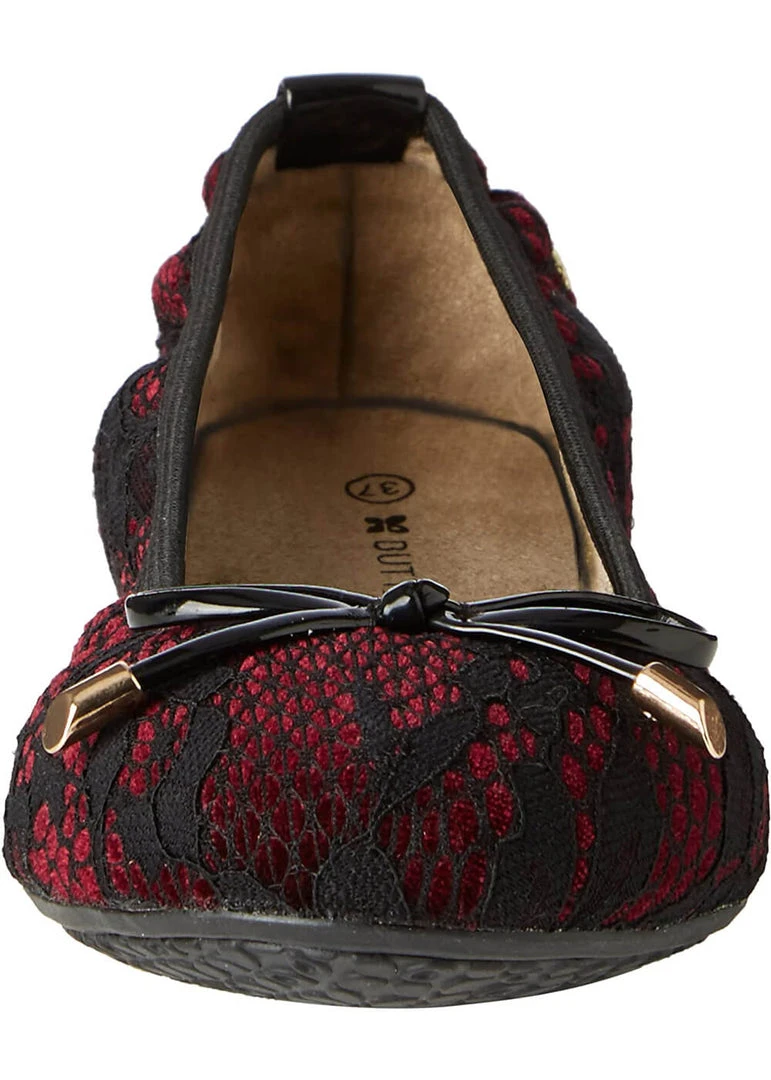 New In Butterfly Twist Sasha Lace Foldable Flats Berry