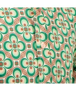 New In Chenaski Men Dotsgrid 70's Shirt Cream Green