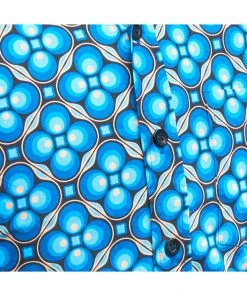 New In Chenaski Mens Dotsgrid 70's Shirt Petrol