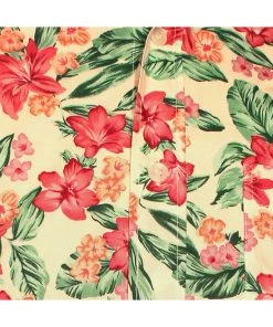 Chenaski Mens Aloha Flowers 50's Shirt Creme New In