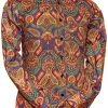 Chenaski Mens Paisley 70's Shirt Blue New In