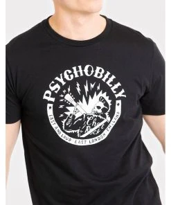 Chet Rock Men Psychobilly T-Shirt Black New In