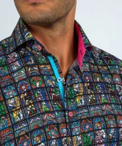 Claudio Lugli Heren Stained Glass Saints Shirt New In