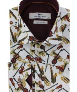 Claudio Lugli Mens Musical Instruments Shirt White New In