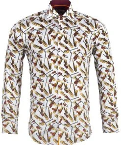 Claudio Lugli Mens Musical Instruments Shirt White New In