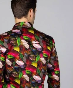 New In Claudio Lugli Mens Autumn Leaves Shirt Green