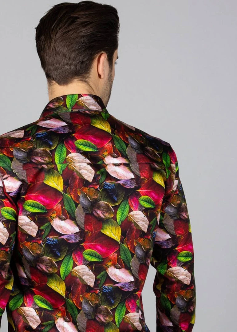 New In Claudio Lugli Mens Autumn Leaves Shirt Green