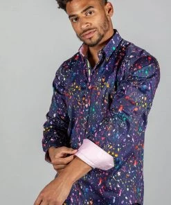 Claudio Lugli Mens Paint Shirt Navy