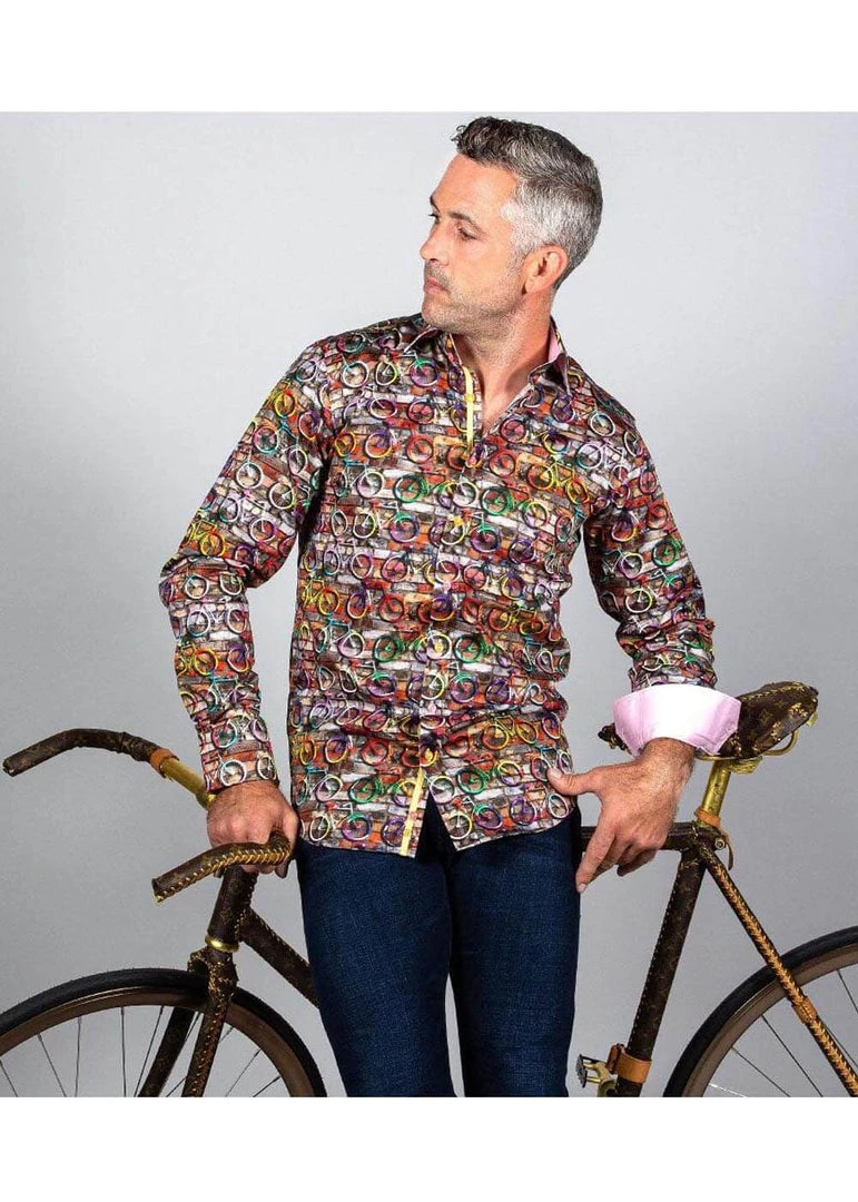 New In Claudio Lugli Mens Bicycles Shirt Brown