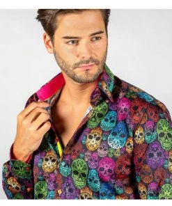 Claudio Lugli Mens Bright Skulls Shirt Black New In