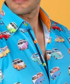 Claudio Lugli Mens Vans Shirt Blue New In