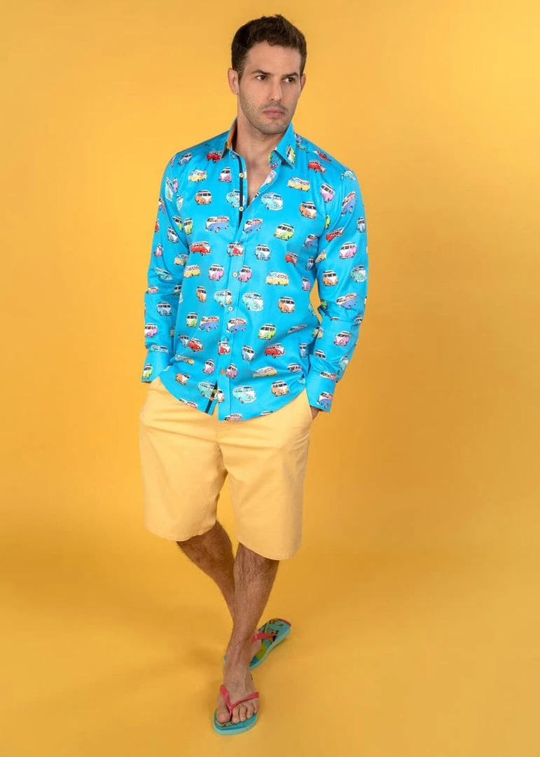 Claudio Lugli Mens Vans Shirt Blue New In