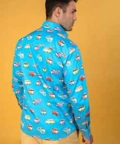 Claudio Lugli Mens Vans Shirt Blue New In