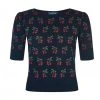 Collectif Chrissie Cherry Pullover Navy Blue