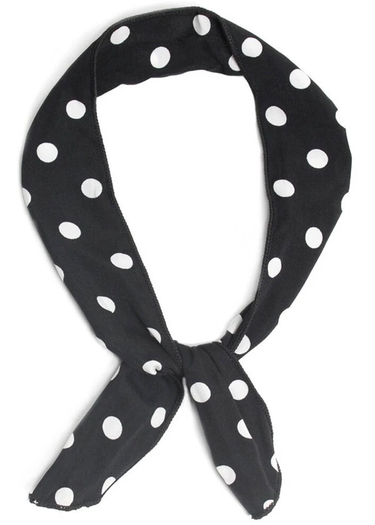 New In Collectif Polkadot 50's Bandana With Wire Black White