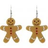 New In Collectif Gingerbread Man Christmas Earrings Brown