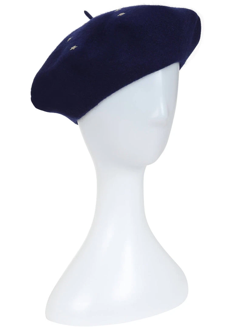 New In Collectif Starlight Stars 50's Beret Navy