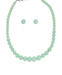 New In Collectif Natalie Bead Set Necklace And Earrings Mint